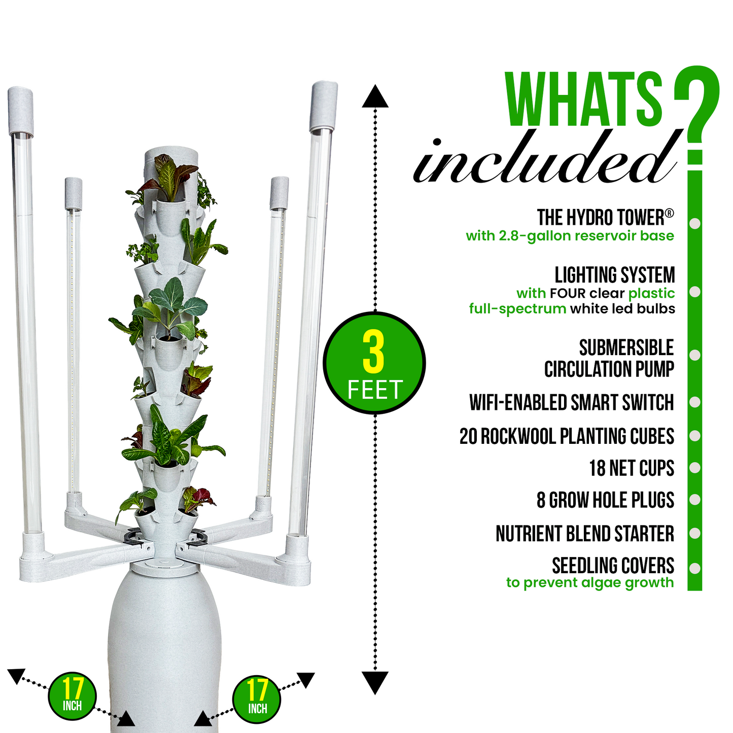 Just Released! The Hydro Tower® Model A Hydroponic Gardening Tower for 18 Plants