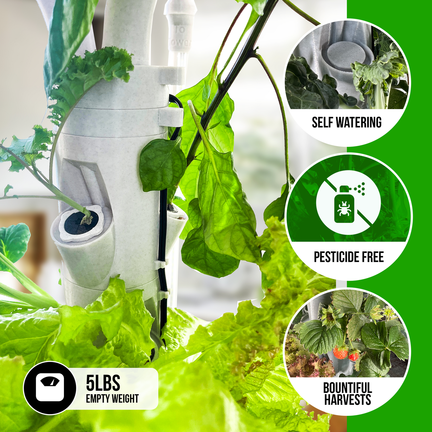 The Hydro Tower® Hydroponic Tower with Integrated Lighting and Watering Systems | Simple Setup | Easy Upkeep | Fast Growth | (CT2 Model)