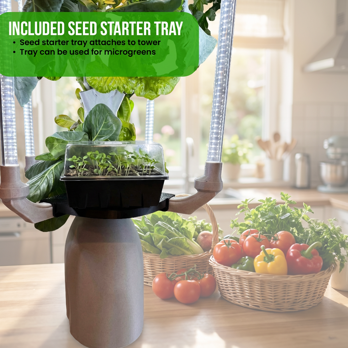 Hydroponic Tower Planter - Complete Plant Growing Starter Kit - Vertical Indoor System for Herb and Vegetable Gardening, Microgreens and More - Includes Grow Light Setup, Smart WiFi Control | The Hydro Tower® | Model A